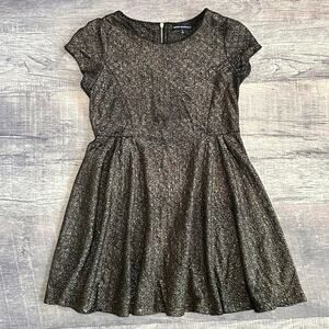 Sequin Hearts Girls Metallic Gold Fit & Flare Dress 10 Cap Sleeve Fancy Party